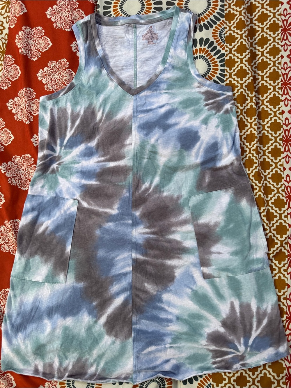 Secret Treasures Tie Dye Sleeveless V-Neck Sleep Dress Nightgown Pockets Sz M⁠